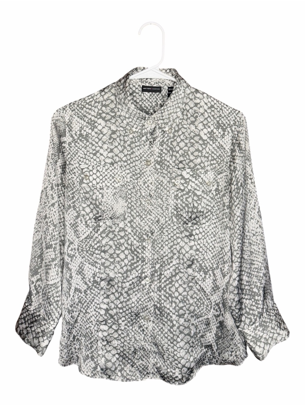 New York & Company Snake Print Button-Up Blouse